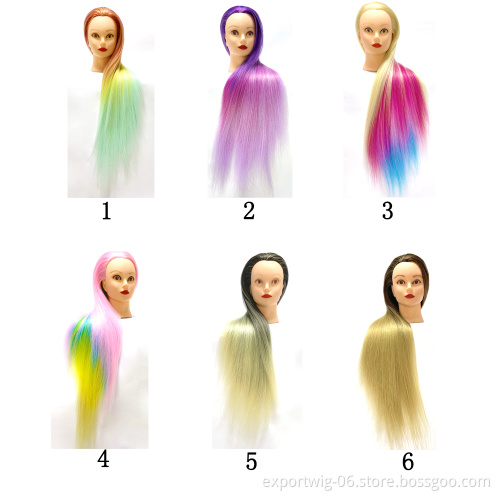 Colorful Synthetic Hair Mannequin Head For Hairstyles Hairdressing Training Head Nice Doll Heads For synthetic braiding hair